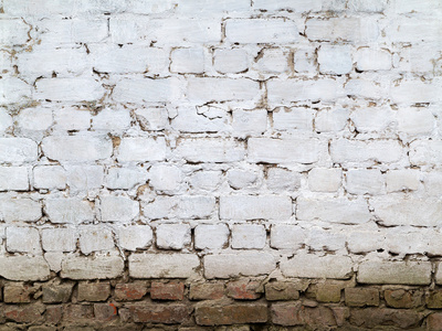 抽象背景旧白色砖墙裂缝与划痕
