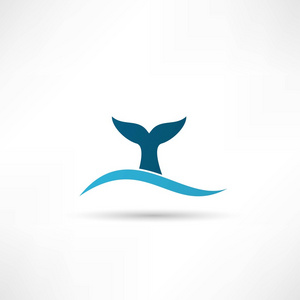 鲸鱼吉祥物鲸鱼在海图标照片