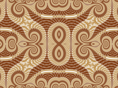 螺旋分形的对称模式。米色和棕色的调色板