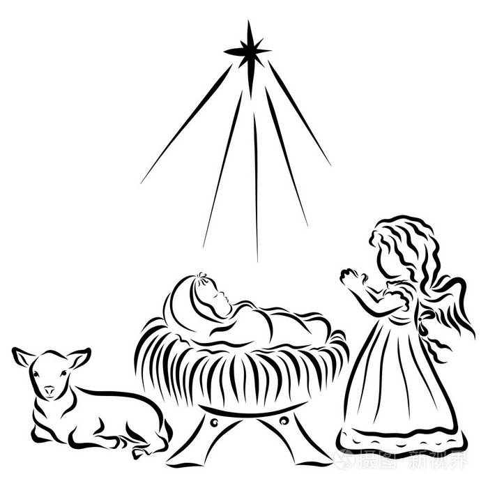 承诺的救世主睡在马槽 祈祷小天使 动物和明星照片 正版商用图片0bgjew 摄图新视界