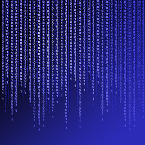 蓝色背景上的二进制代码照片