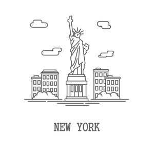 美国纽约简笔画图片