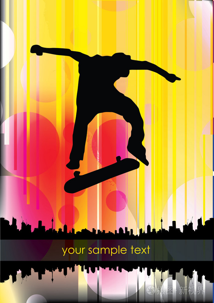 抽象背景上的滑板手