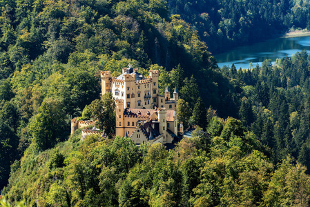 Hohenschwangau 城堡 城堡 Hohenschwangau上部天鹅县宫殿第十九世纪 和 Schwansee 湖