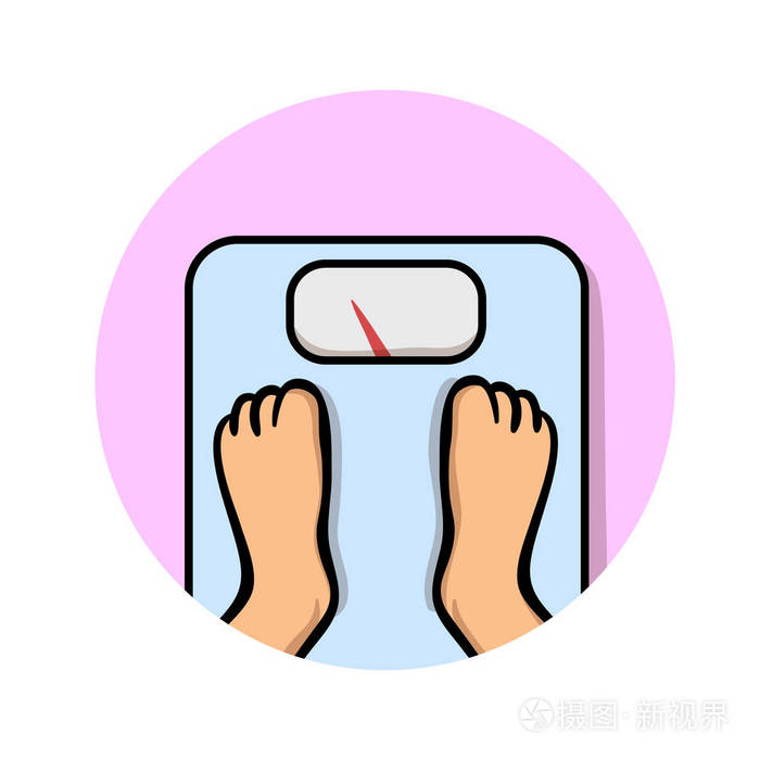 英尺重秤平面设计图标五颜六色的平面矢量图在白色背景下隔离