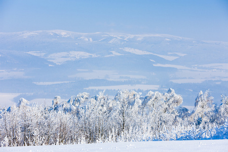 耶塞尼克山山脉在冬天，捷克共和国