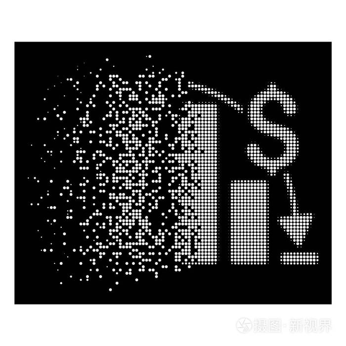 白色消失像素半色调金融史诗失败图标