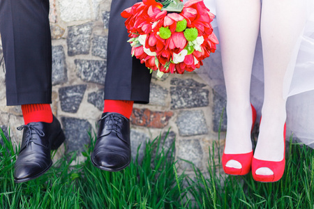 婚礼红袜子，鞋