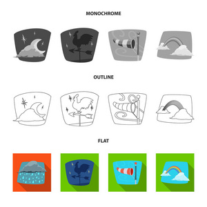 天气和气候标志的向量例证。收集天气和云彩股票向量例证