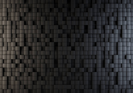 黑色立方体随机推出照明与温暖和凉爽的侧灯背景。3d 插图