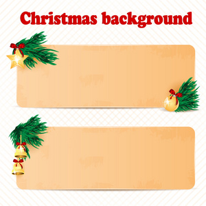 两张纸用杉木分支和到圣诞装饰