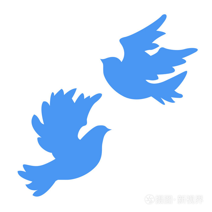 在白色背景上鸽子剪影