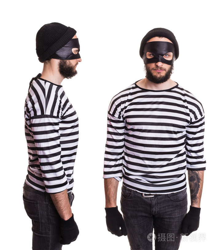 小偷的刻板印象正面和侧面