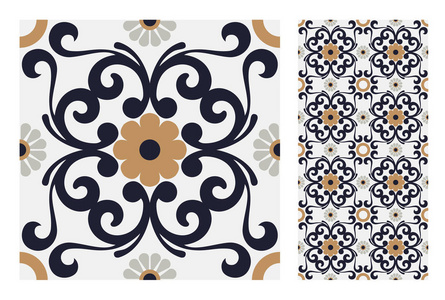 瓷砖葡萄牙模式古董无缝设计在向量例证