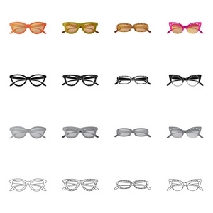 矢量设计的眼镜和太阳镜的标志。收集眼镜和附件股票符号的网站