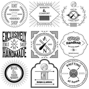 老式针织标签 徽章及设计元素集