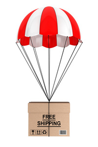免费的 Shippimg 概念。降落伞与框