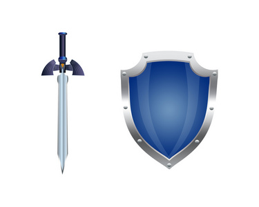 站立的姿势持有一把长剑, 孤立在白色背景上黑发女孩的全长肖像身穿