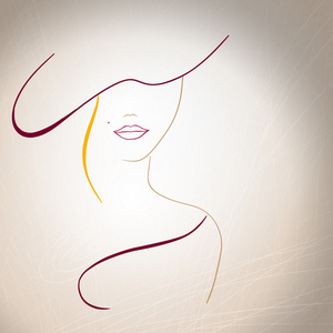 白色痣抽象的嘴唇和一顶帽子上的一颗痣的女人剪影照片