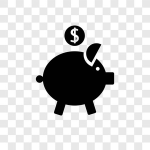 小猪银行矢量图标在透明背景下隔离, 存钱罐透明徽标概念