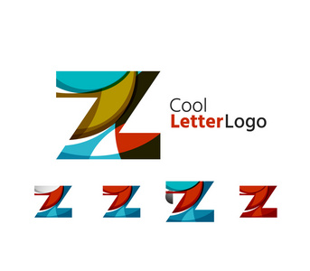 设置的抽象 Z 信公司徽标。业务图标，重叠流动波