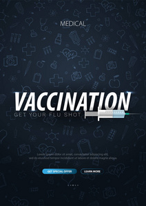 疫苗 接种。得了流感疫苗。医学海报保健。媒介医学例证