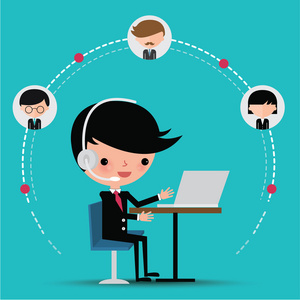 会议商务会议上的商务人士视频会议家庭在电脑前举行视频会议电话会议