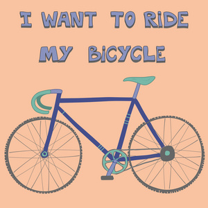 与可爱的手绘赛车自行车海报图片