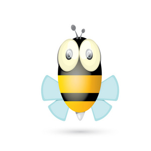 卡通可爱明亮婴儿蜜蜂。矢量