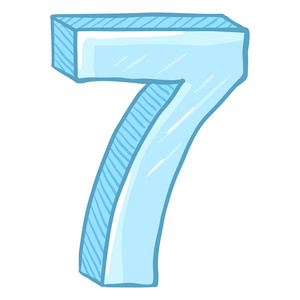 卡通阿拉伯数字动画片冰数7在白色背景被隔绝了照片