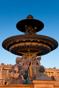 喷泉在协和广场 巴黎，ile de 法国 法国