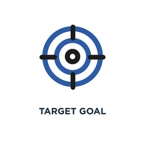 目标目标图标。目标焦点箭头概念符号设计, 市场目标矢量插图
