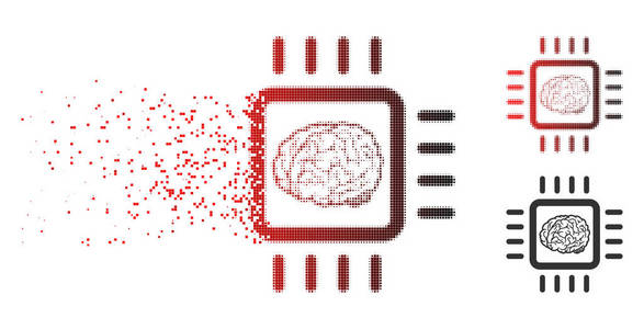 溶解像素化半色调神经芯片图标