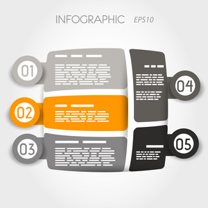 灰色和橙色圆角方形信息图表布局与大圆环