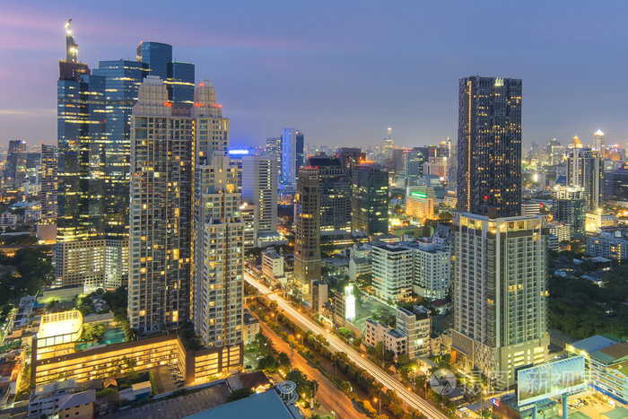 在曼谷,泰国中部的城市景观