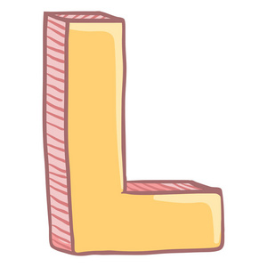 单卡通字母 L 在黄色和粉红色的颜色