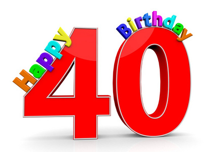 有生日快乐的大红色数字 40照片