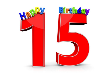 大红色的数字 15 与生日快乐照片