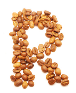 字母表字母作的咖啡豆