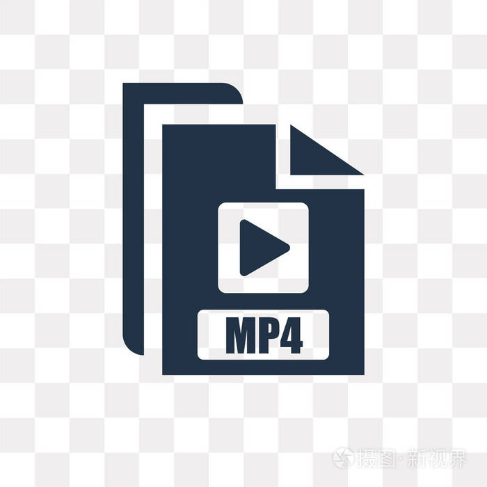 mp4 矢量图标在透明背景下隔离, mp4 透明概念可用于 web 和移动