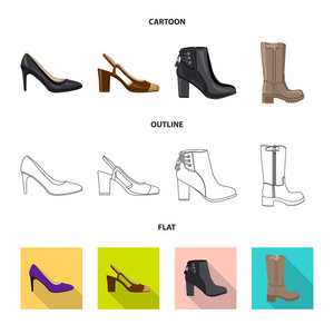 鞋子和妇女标志的向量例证。网站的鞋类和脚股票符号集