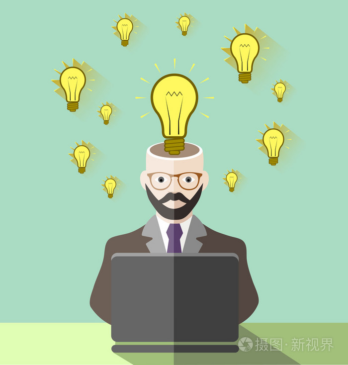 思想理念与人类头平面样式