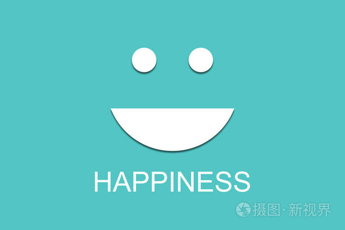 幸福概念白纸在绿色背景上切割微笑