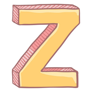 单卡通字母 z 在黄色和粉红色的颜色照片