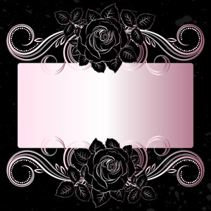 矢量黑色和淡粉色花朵装饰照片
