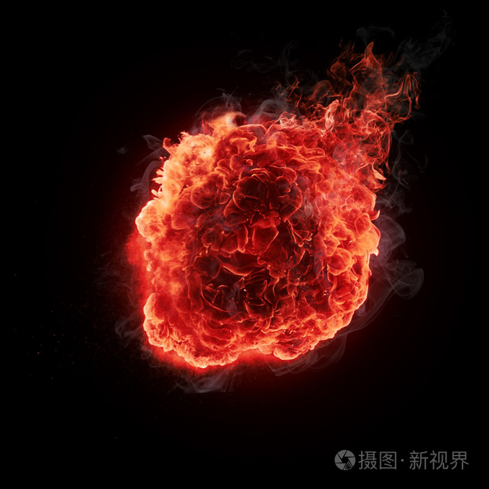 火球在黑色背景上孤立