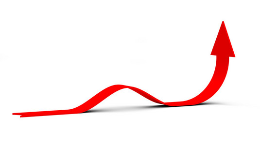 红色曲线上升箭头照片