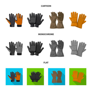 手套和冬季标志的矢量设计。手套和设备库存矢量图的收集