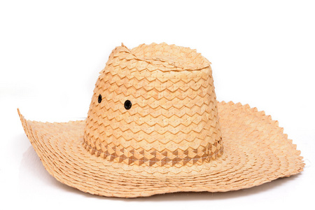 白色上孤立的柳条帽图片