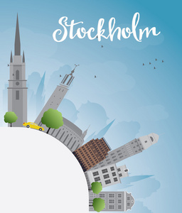 灰色的建筑与蓝色的天空副本 spa 斯德哥尔摩天际线